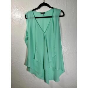 Venus Asymmetrical Sleeveless Blouse Green XL Coastal Fairy Vacation Cruise Boho